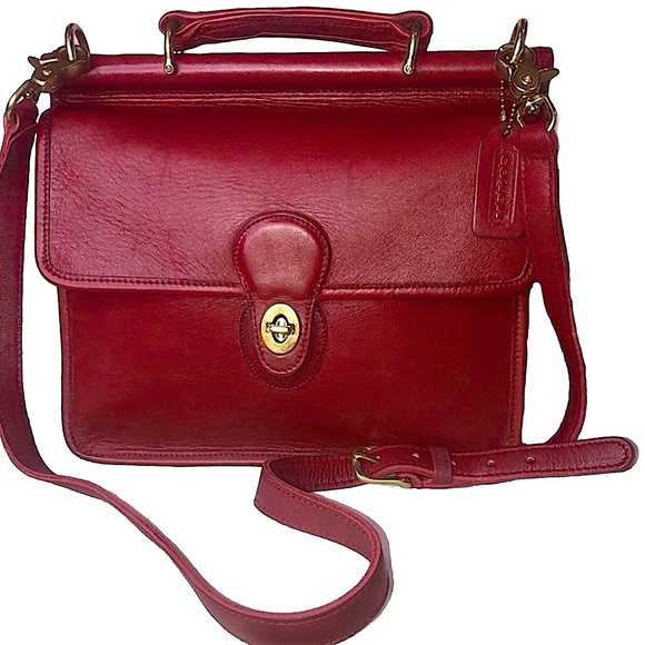 Coach Handbags - Vintage COACH WILLIS Red Glove Tanned Top Handle Crossbody Bag 9927 USA COA